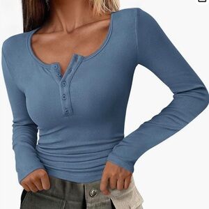 Pretty Garden Top Women’s Size Large Long Sleeve Scoop Neck Button Front EUC